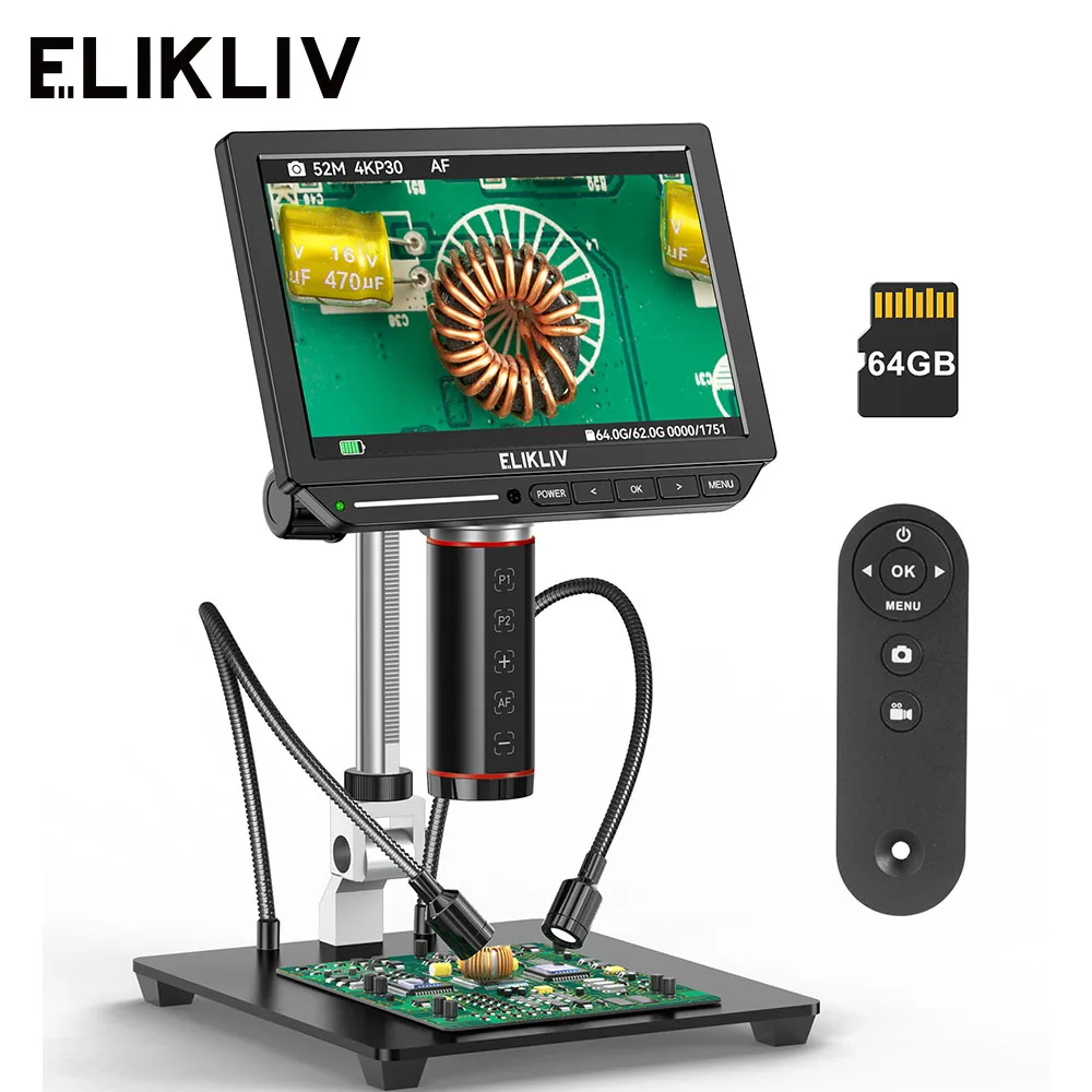 Electronics Repair Videos - Elikliv EM4K-AF 4K Dijital Mikroskop Otomatik